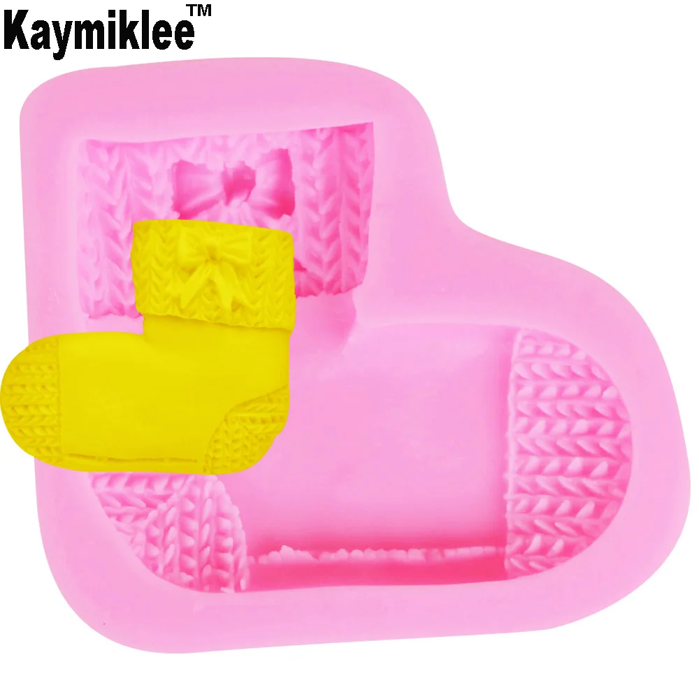 Рождественские носки Kaymiklee M323 шоколадные конфеты 3D силиконовая форма Мультяшные