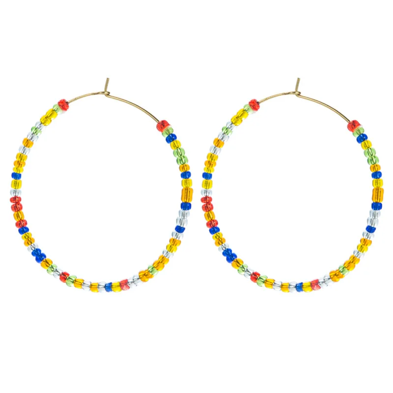 

Big Hoop Handmade Beaded Round Circle Earrings for Women Female Vacation Beach Bohemia Loop Earrings Accessories Boho Gift