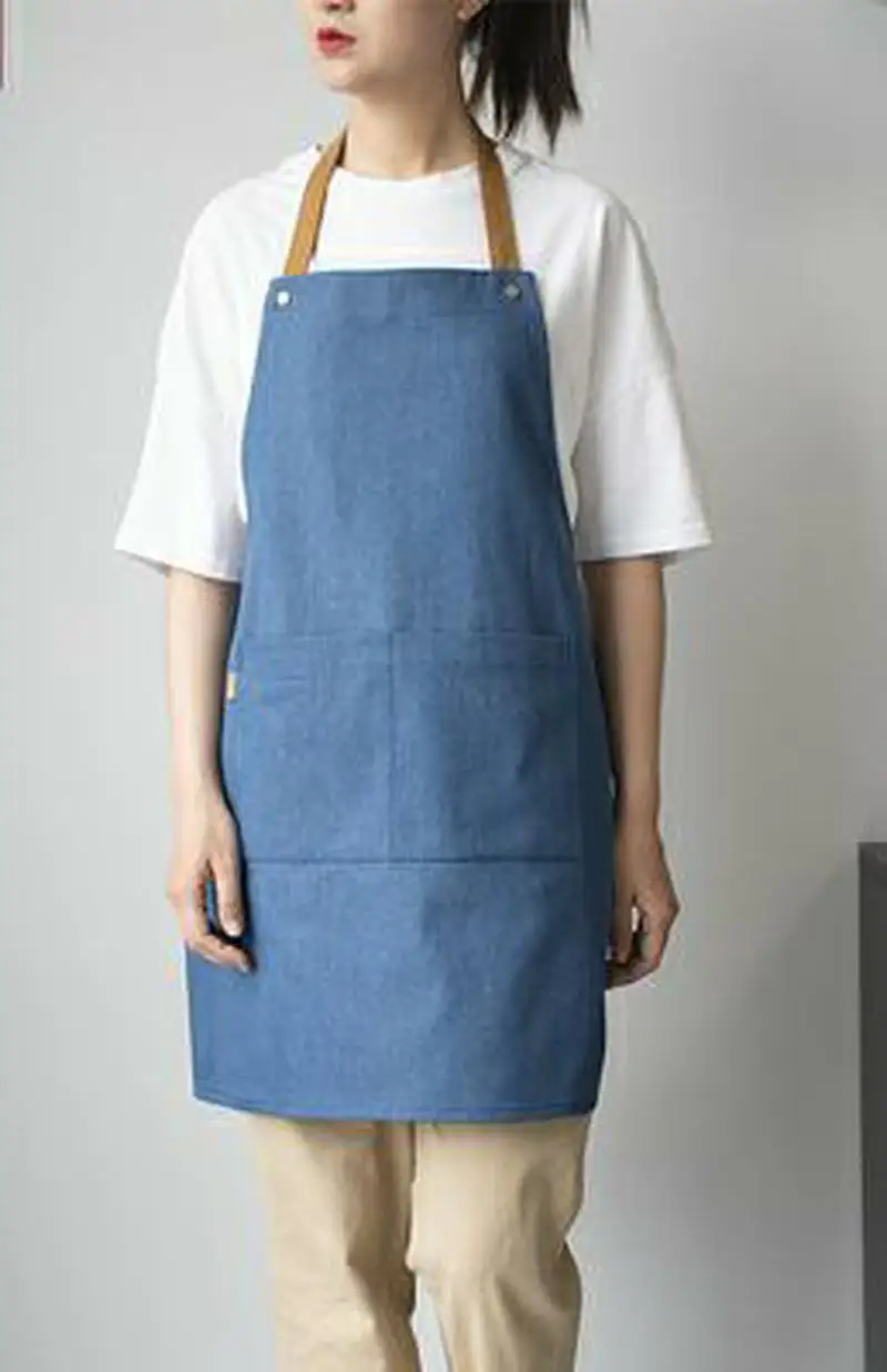 Джинсовый фартук в скандинавском стиле модная Домашняя одежда из чистого хлопка
