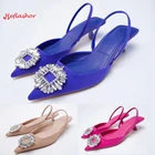 Новинка 2021, женская обувь, розовые свадебные туфли с блестками, босоножки для невесты, с острым носком, на низком каблуке, элегантные роскошные босоножки