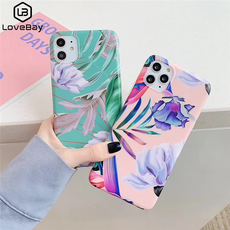 Lovebay Акварельные Цветы Листья чехол для iPhone 11 Pro X XR XS Max 6 6s 7 8 Plus Мягкий IMD