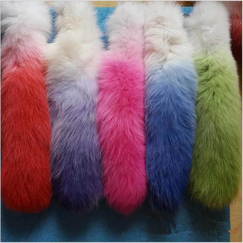 Из натурального меха серебристой лисы хвост модные длинные разноцветные ремень