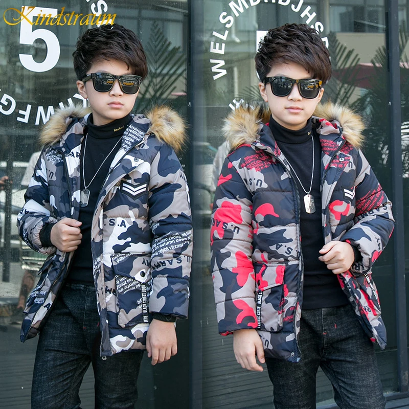 2019 новый зимний пуховик для мальчиков камуфляжные детские парки теплая верхняя