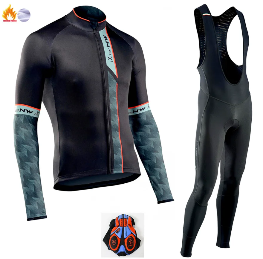 Winter Cycling Suit Ropa ciclismo теплый зима Термальность флис велосипедная одежда Для Мужчин's Велоспорт Джерси костюм для прогулок верховой езды на велосипеде, MTB Костюмы комбинезон, комплект - Цвет: Winter Cycling Suit
