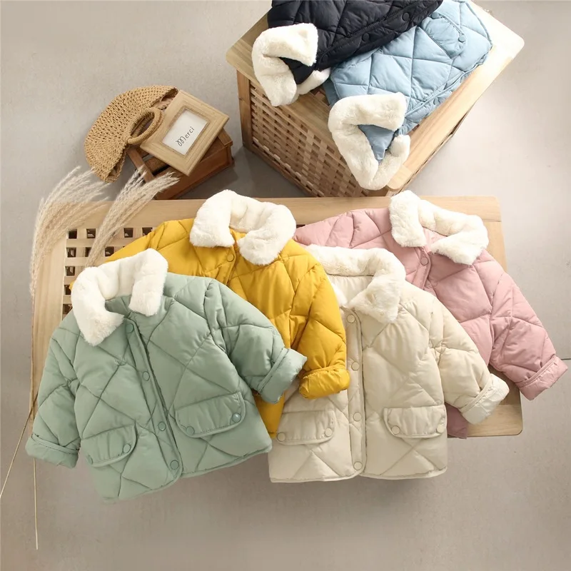 

Детская хлопковая куртка с меховым воротником, на осень/зиму