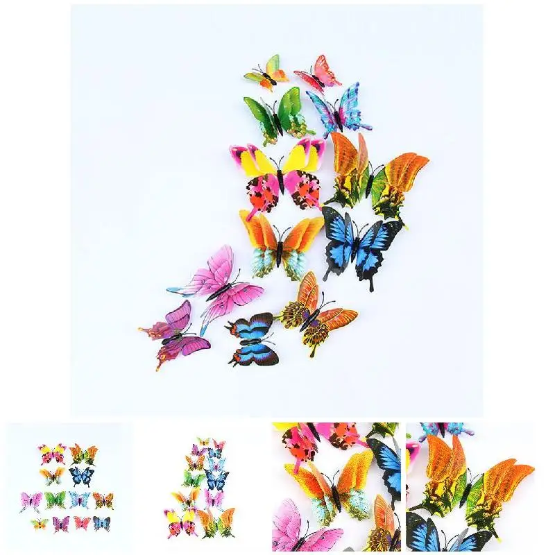 Съемные 3D наклейки на стену в виде бабочек 12 шт. художественное украшение для