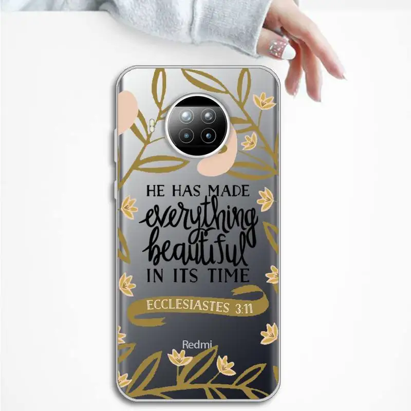

Jesus Bible Quotes Phone Case Transparent for Xiaomi Redmi note 10 t 8 9 pro lite 11