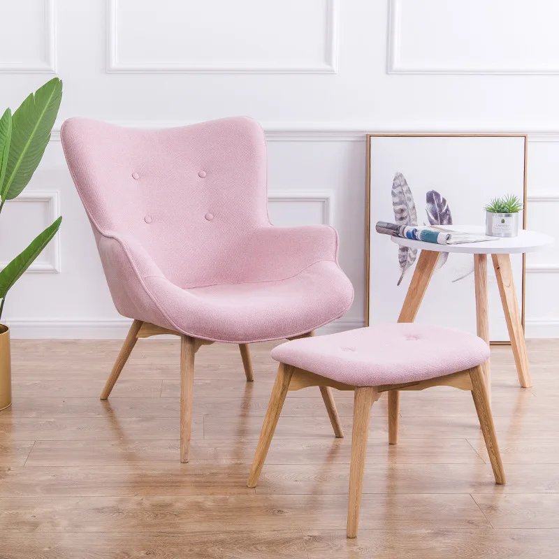 

Mid Century Modern Retro Contour Chair With Living Room Stool Bedroom Furniture Tufted Accent Chair Ottoman