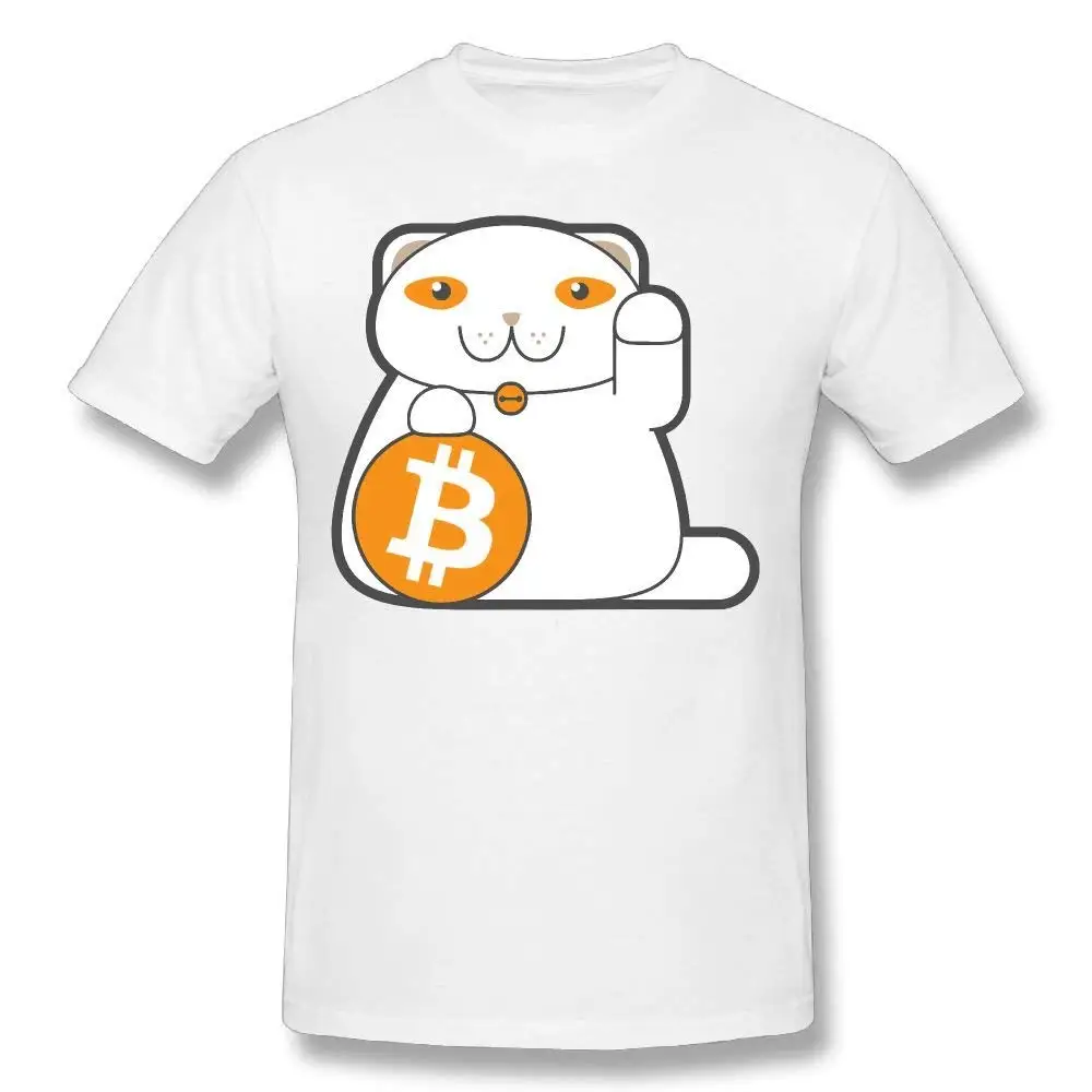 

Men's Bitcoin Kitten 100% Cotton Prints Casual Short Sleeve Tee 2018 New Fashion T Shirt Men Tops O-Neck Shirts