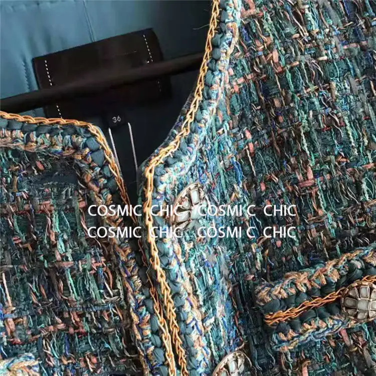 Cosmicchic роскошный шерстяной твидовый комплект для женщин, Осенний элегантный твидовый пиджак, костюм с юбкой, OL, Женская куртка, Подиумные комплекты высокого качества