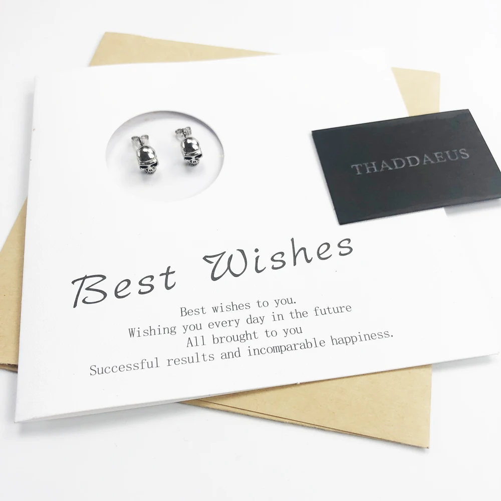 Серьги гвоздики из серебра 2017 пробы с черепом модные блестящие ювелирные