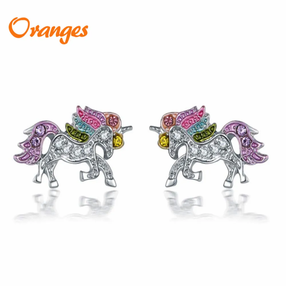 Модные Милые Роскошные блестящие серьги с радужным единорогом ювелирные изделия