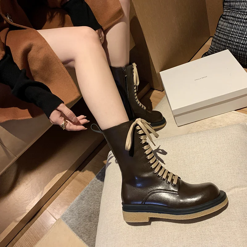 Женские ботинки-мартинсы Mordoan из натуральной коровьей кожи на толстом каблуке со