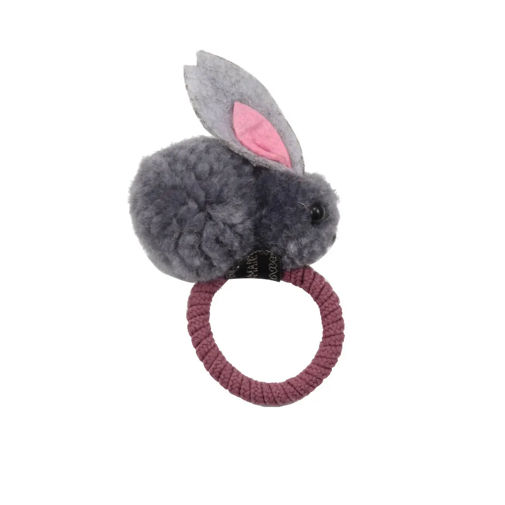 Gray Модное милое кольцо из кроличьей шерсти с помпонами, женские корейские эластичные резинки для волос, Детские аксессуары для волос - Окраска металла: Gray