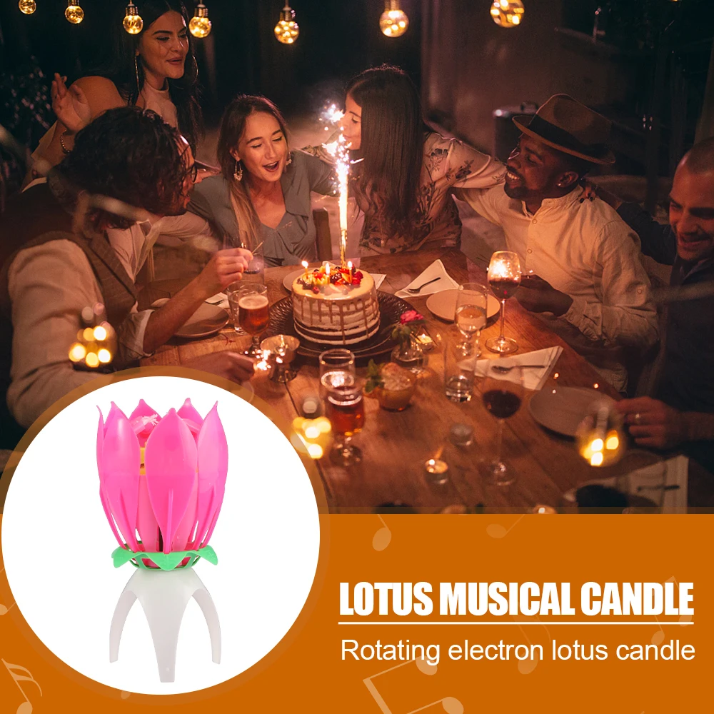 

Lotus Candle happy Birthday Flower Musical Rotating Floral Cake Candles Music Magic