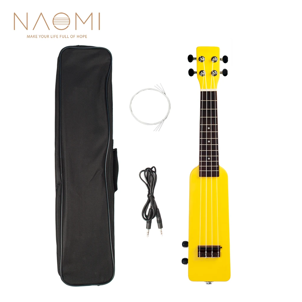 NAOMI 21 ''23'' электрический набор укулеле Радуга Ukelele W/3,5 мм и 6,35 мм выходы дополнительная струна укулеле сумка комплект для начинающих/студентов - Цвет: YELLOW