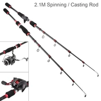 2 1m 2 4m 2 7m 7 section carbon fiber lure fishing rod travel ultra light spinning casting fishing pole fishing tackle