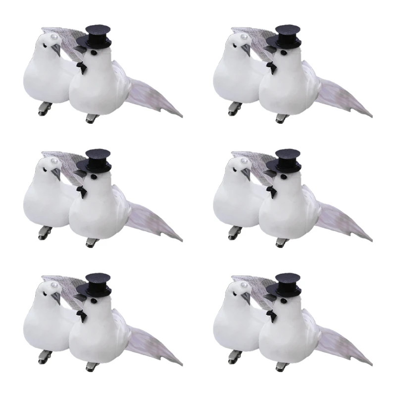

12pcs Simulation Birds Artificial Feather Foam Doves Wedding Valentines Day X6HD