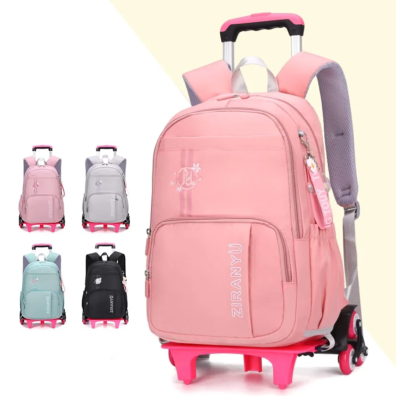 Водонепроницаемые школьные ранцы на колесиках для девочек-подростков, детский дорожный рюкзак для женщин