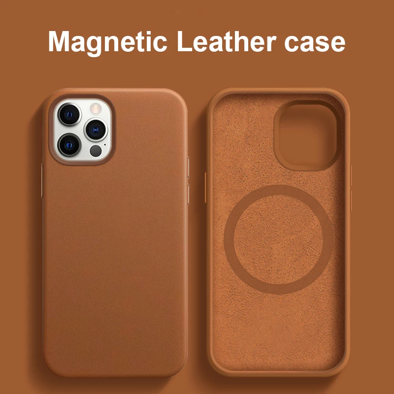 

Магнитный кожаный чехол для iPhone 12 Pro Max Mini, чехлы с магнитной впитывающей способностью для iPhone 12 Pro/Max/Mini, противоударный кожаный чехол