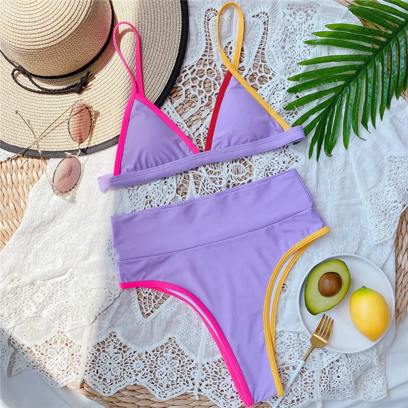 

High Waist Swimsuit Women Patchwork Swimsuit Push Up Bikini Set Sexy Print Bikini Vintage Bathing Suit for Women bikini 2021