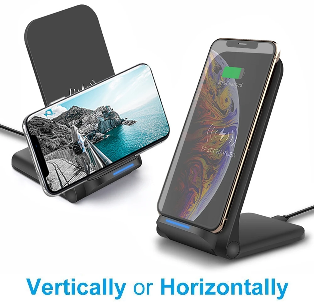 Fast 15W Wireless Charger Stand Foldable USB C Qi Charging Pad Dock Station For iPhone 11 XS XR X 8 Airpods Samsung S10 S9 | Мобильные