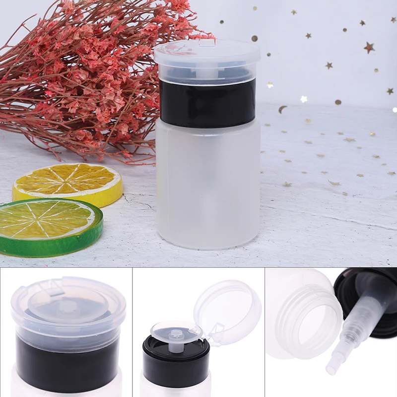 

1PC 50ML Nail Art Bottle Empty Pumping Dispenser Cleanser Container Nail Polish UV Gel Remover Press Tool