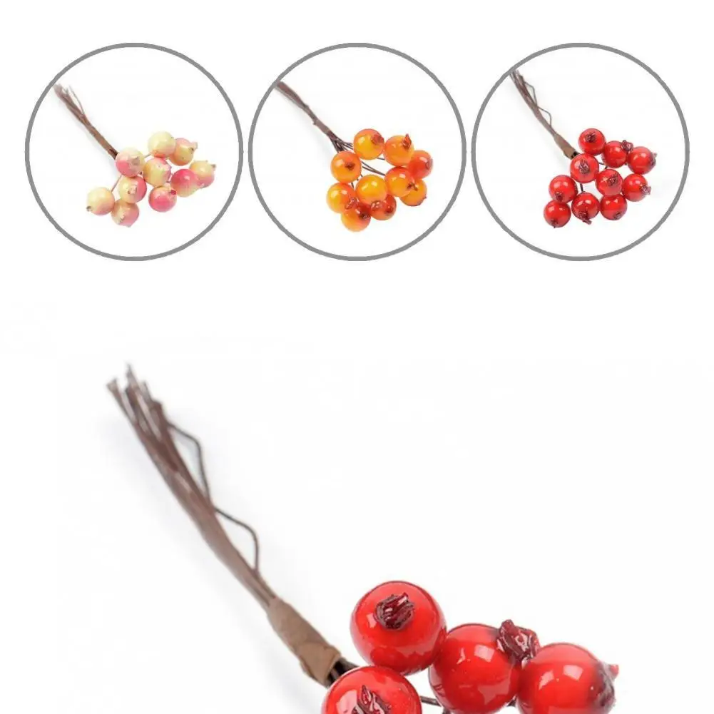 

1 букет привлекательных подходящих ко всему искусственных ягод с тонкой текстурой, яркие цветные искусственные ягоды, легкие для украшения