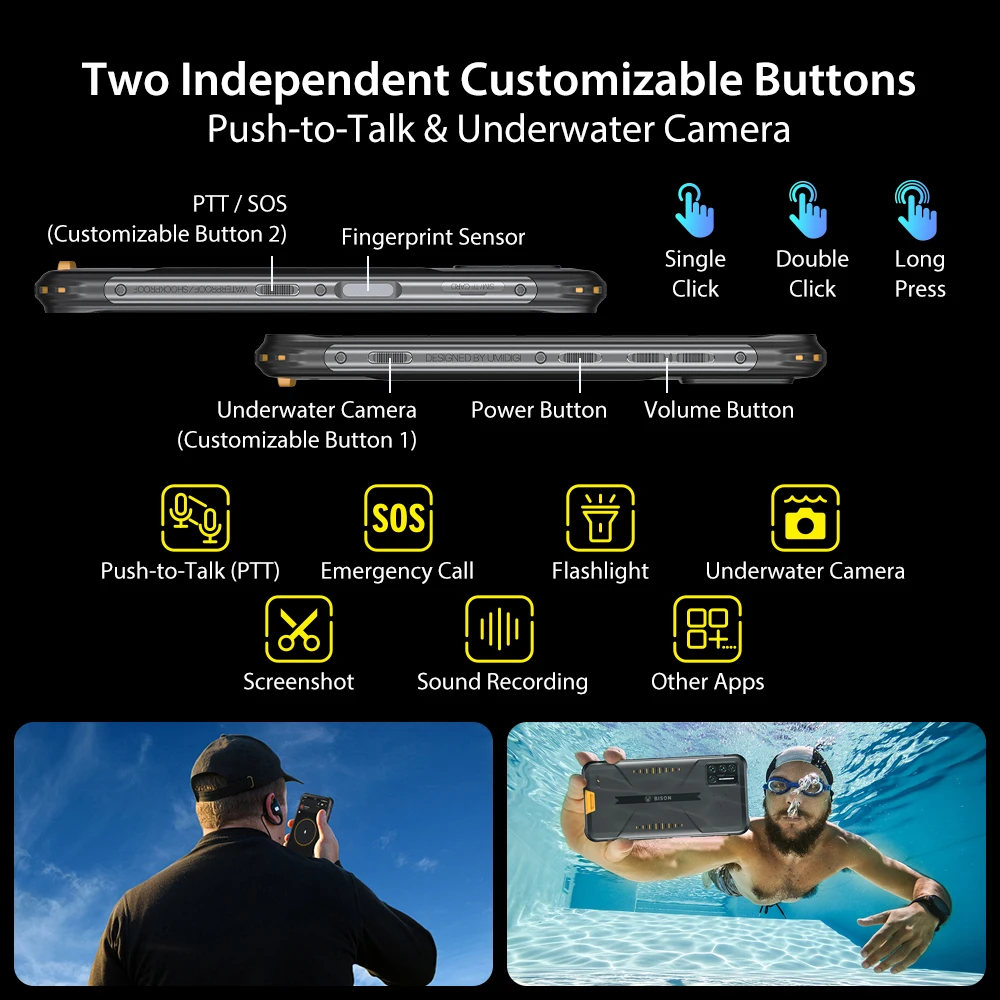 

UMIDIGI BISON IP68/IP69K Waterproof Rugged Phone 48MP Matrix Quad Camera 6.3" FHD+ Display 6GB+128GB NFC Android 10 Smartphone