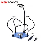 NEWACALOX 3X светодиодный увеличительный инструмент, паяльная станция с 3 цветами