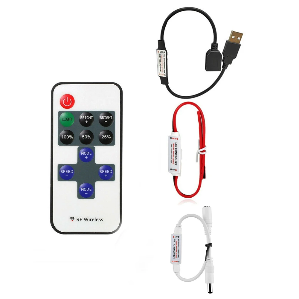 Контроллер светодиодной ленты Mini 11key RF Remote Диммер постоянного тока 5V 12V 24V DC/USB
