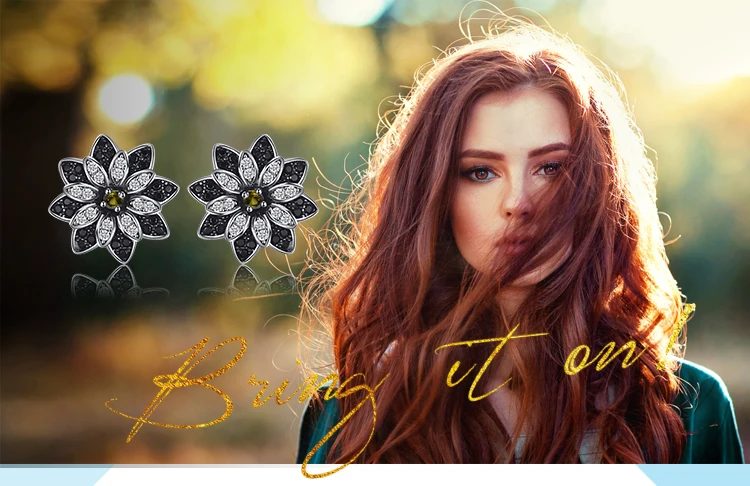 Jewelrypalace цветок натуральный темно-серый дымчатый кварц черной шпинели Серьги-гвоздики 925 серебро Для женщин Мода Шарм Красивые ювелирные изделия