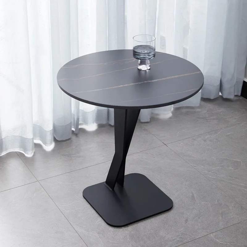 

Light luxury small apartment rock board side table sofa modern minimalist marble Nordic living room round corner table