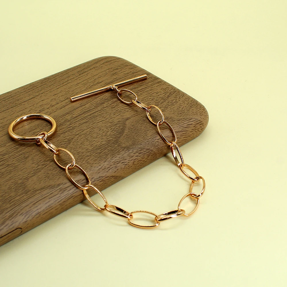 

Ethnic Fashion Lock Link Chain Bangle Bracelet for Women Trendy Rose Gold Color Metal Bracelets Jewelry Girl Beach Gift