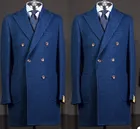 (1 куртка) длинные синие твидовые куртки для курения пиковые лацканы официальный смокинговый костюм свободный винтажный Ретро костюм для ужина вечеринки выпускного Блейзер 164