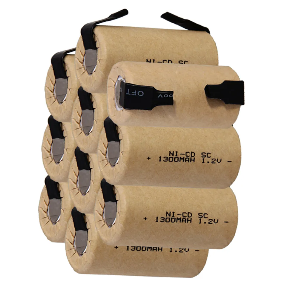 Реальная емкость! 10 шт. ni cd SC аккумуляторные батарейки 1 2 в 1300 мАч|accumulator 1.2v|nicd