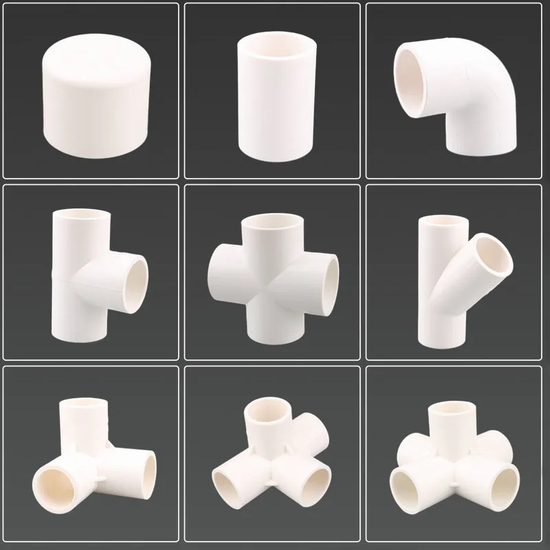 20/25/32mm White PVC Pipe Fittings Straight Elbow Tee Cross Connector Water Pipe Adapter 3 4 5 6 Ways Joints