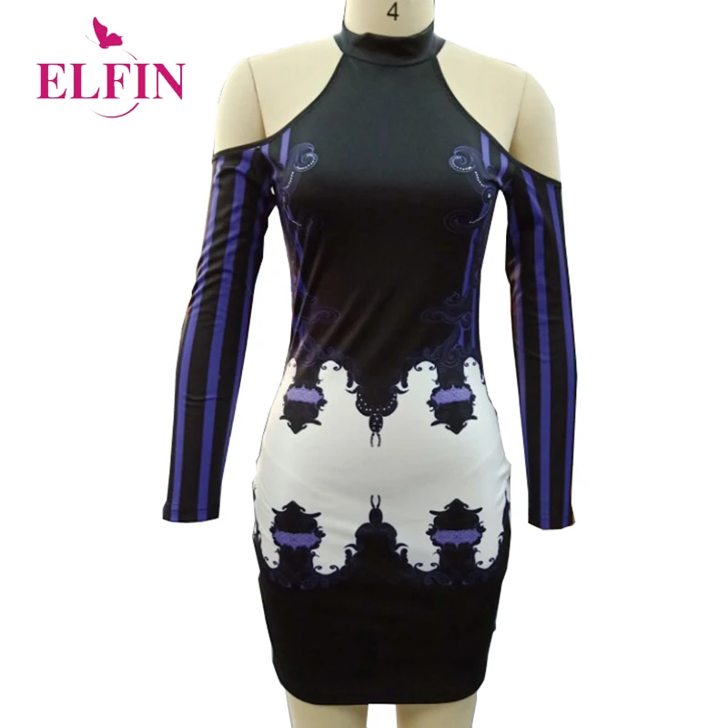 Женское облегающее платье с длинным рукавом элегантное разрезом на плечах