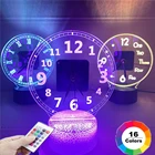 Светодиодный будильник на заказ, 3D светильник для спальни, настольные часы, домашний декор, ночсветильник с сенсорным выключателем, 7 цветов