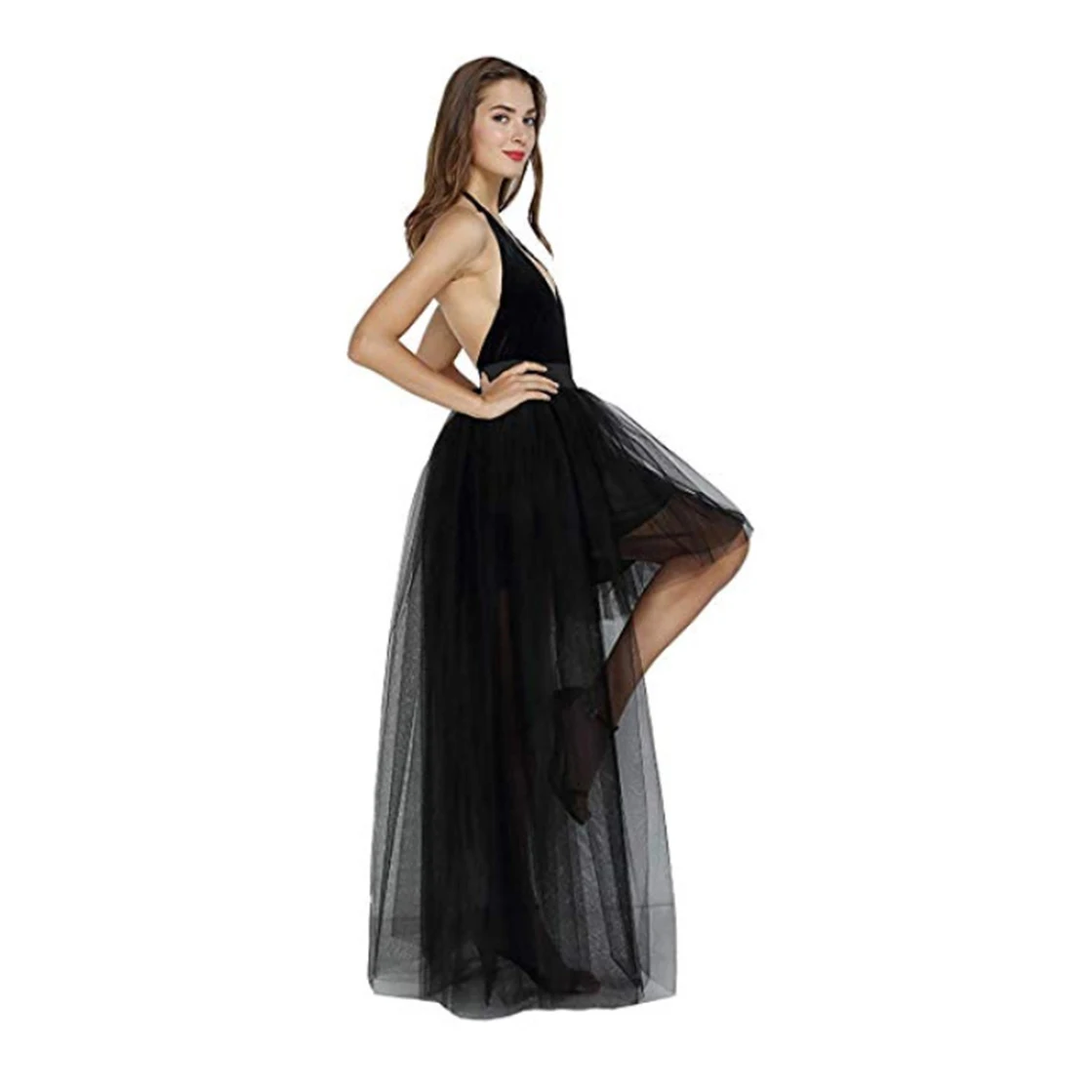 Готическая женская юбка фатиновая Длинная сетчатая для вечеринки корсета макси