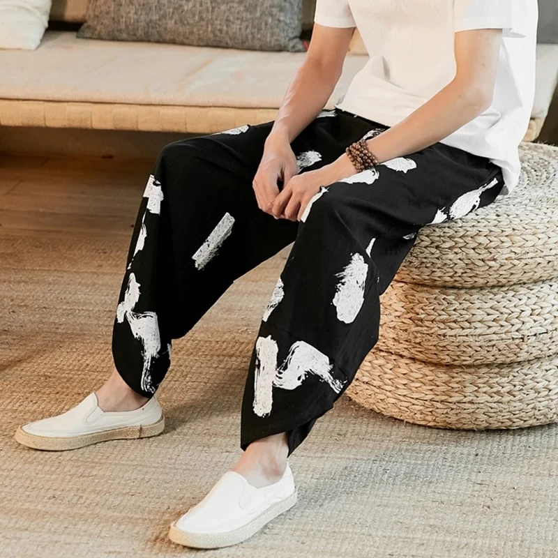 Брюки кимоно уличная одежда традиционная китайская для мужчин широкие японские