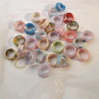 korea fashion vintage simple aesthetic acetate colorful acrylic thick round rings set for women girls jewelry accessories gifts