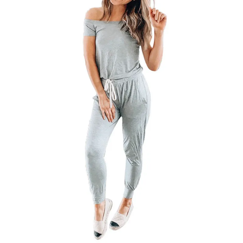 2019 сексуальный комбинезон женский черный серый короткий рукав с открытыми