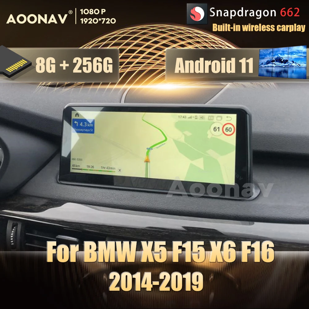 

256GB android 11 Snapdragon 662 2din android auto For BMW X5 F15 X6 F16 2014-2019 car radio multimedia support Google pandora