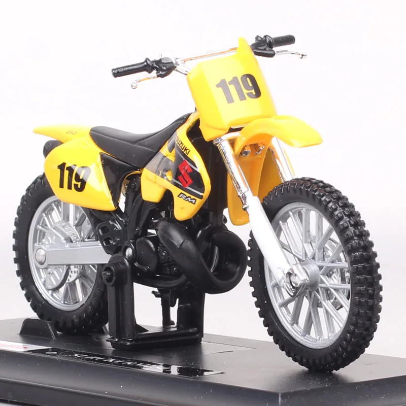 1/18 Scale Maisto No.119 SUZUKI RM250 Dirt Bikes Motocross MX AMA Bicycle Superbike Metal Diecast Motorcycle Model Toys For Boys