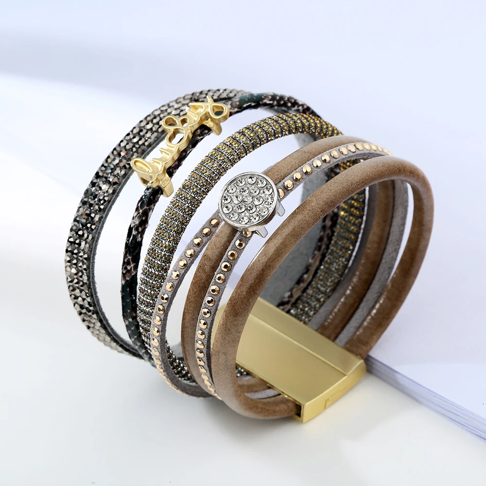 Pulseras Mujer, модный кожаный браслет, магнитные браслеты и браслеты для женщин и мужчин, ювелирное изделие, очаровательный Pulseira masculina