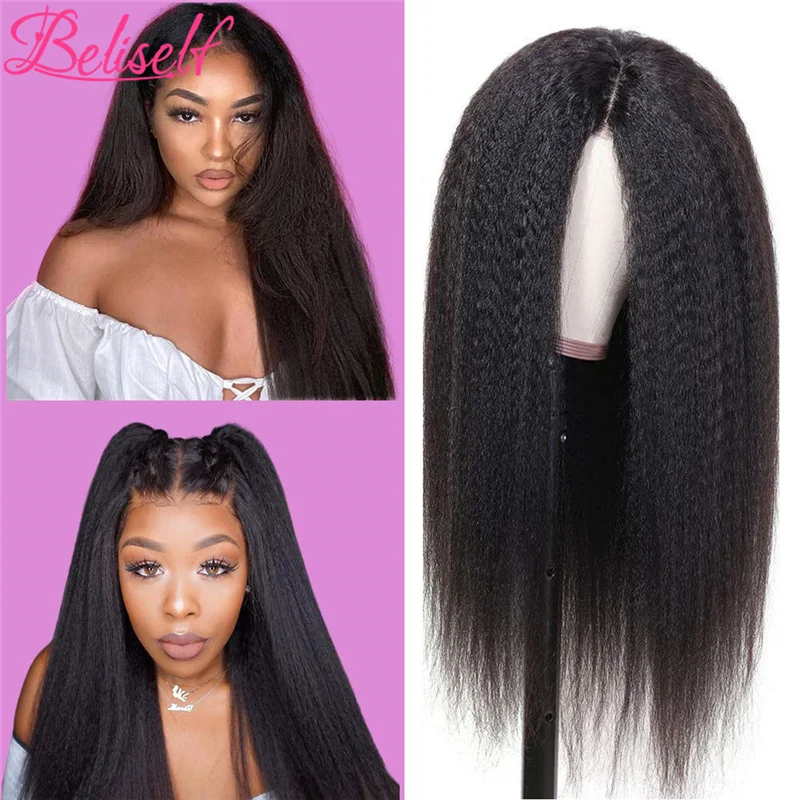 

Kinky Straight Wig 13×4/13×6 Lace Front Human Hair Wigs For Black Women Glueless Kinky Straight Hair Frontal Wig Beliself