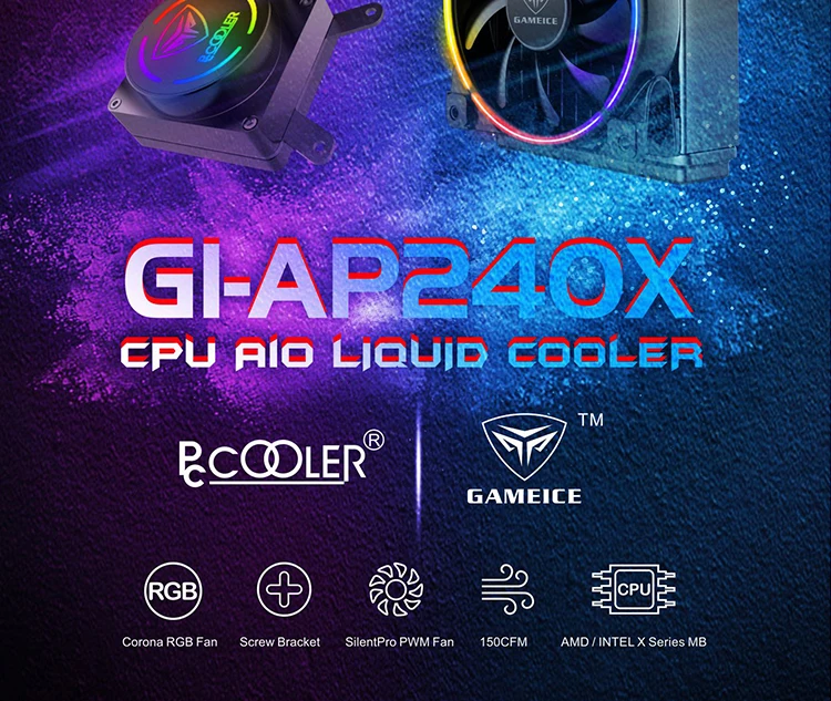 Pccooler GI-AP240X чехол для ПК с водяным охлаждением двойной 12 см Компьютерный Вентилятор cpu кулер для воды для AMD TR4/SP3 и INTEL 2011/2066