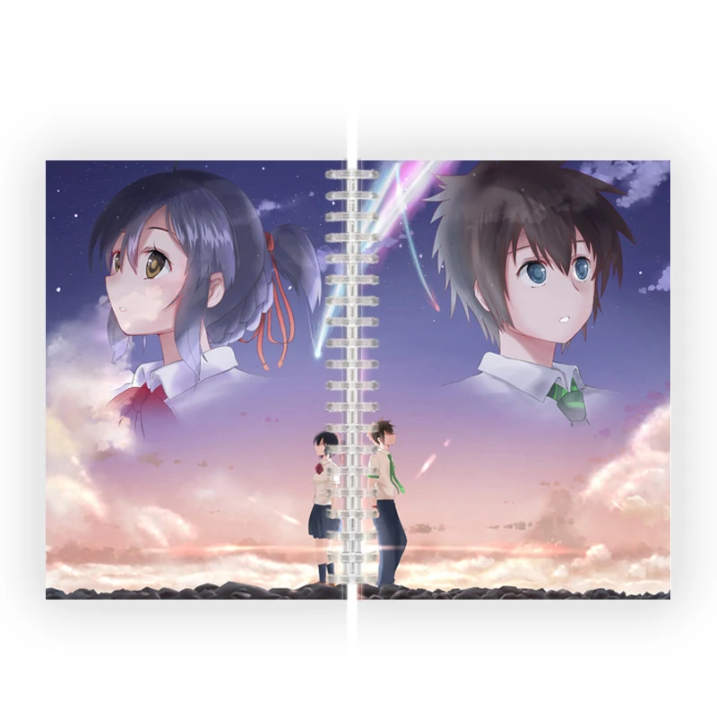 

A5 Spiral Notebook Journal Note Book Anime Your Name 2 COSPLAY Movie Poster Andrew Mi No Na Wa Prints Love Silk Writing Pad Gift