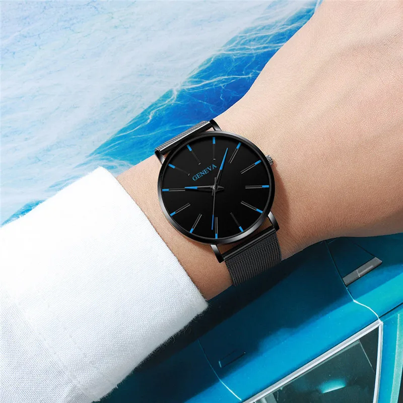 

2020 Minimalist Men's Business Casual Fashion Watch Men's Ultra-thin Stainless Steel Quartz Watch Relogio Masculino Watshes Gift
